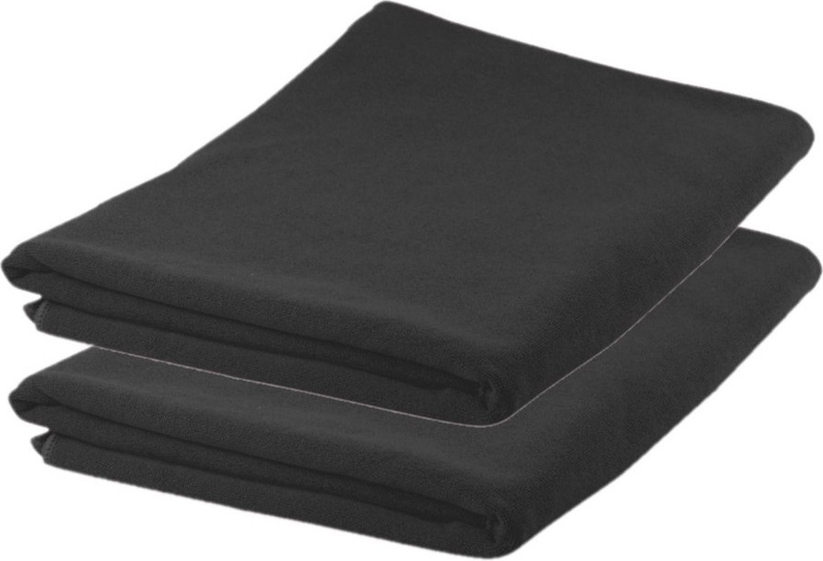 6x stuks Zwarte badhanddoeken microvezel 150 x 75 cm - ultra absorberend - super zacht - handdoeken