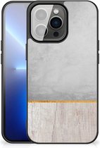 Backcase Siliconen Hoesje iPhone 13 Pro Max Smartphone Hoesje met Zwarte rand Wood Beton