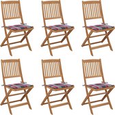Decoways - Tuinstoelen 6 stuks inklapbaar met kussens massief acaciahout