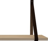 Handles and more Leren plankdragers - met sierschroeven - 100% leer – Donkerbruin – set van 2 leren plank banden