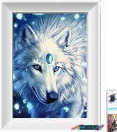 Artstudioclub® Strass steentjes Diamond painting volwassenen  30x40cm  Witte wolf