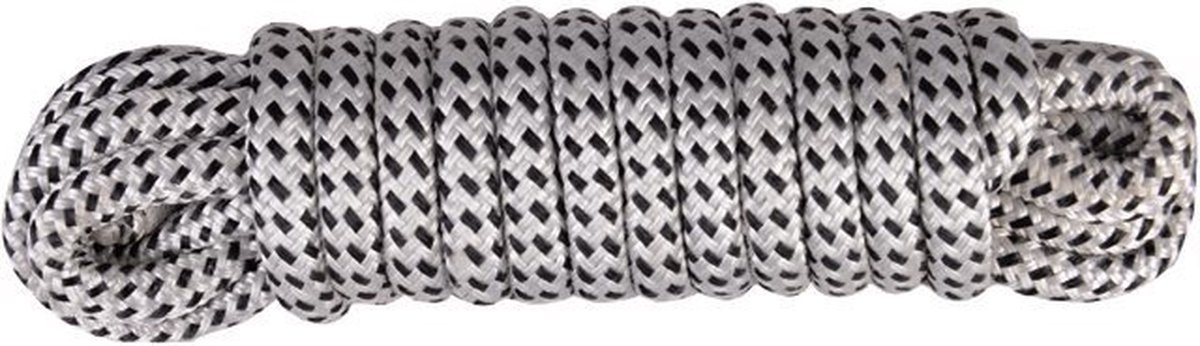 Landvast - Double braided Polyester - 10 mm x 6 mtr Zwart/Wit