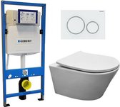 Geberit UP 320 Toiletset - Inbouw WC Hangtoilet Wandcloset - Vesta Mat Wit - Geberit Sigma-20 Wit/Mat Wit