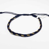 Wristin - Tibetaanse armband geweven donkerblauw/goud