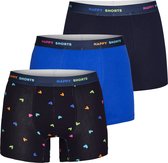 Happy Shorts 3-Pack Boxershorts Heren D849 Gekleurde Hartjes - Maat L