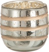 Theelichthouder | glas | zilver - goud | 8x8x (h)8 cm