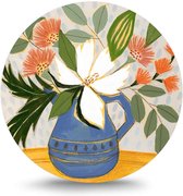 Maison de France - MDF Rond schilderij wall-art - scandic flowers 18 - mdf - 50 cm