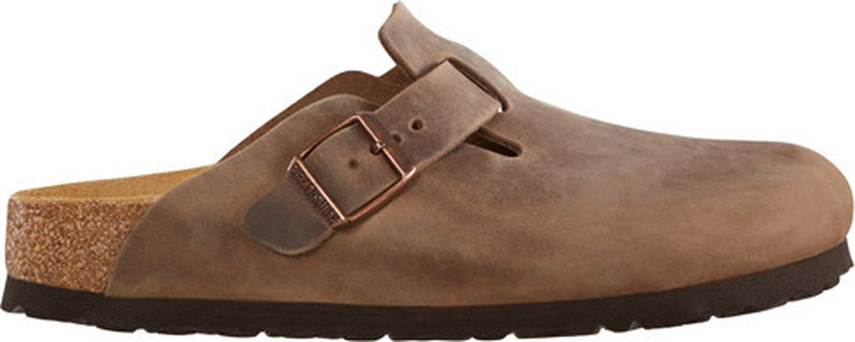 Birkenstock slipper BOSTON Tabacco narrow Fettleder Oiled Leather Bruin