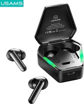 USAMS Gaming Wireless Earbuds -  Draadloze Oordopjes Met Oplaadcase - Bluetooth Oordopjes - Gaming Oordopjes - Apple & Android - 5.0BT - Zwart