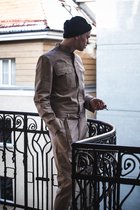 Jumpsuit voor heren 181-186/L - Volwassenen overall - Elegante werkkledingstijl, beige kleur, 100% katoen, valentijnscadeau voor hem, cadeau voor mannen