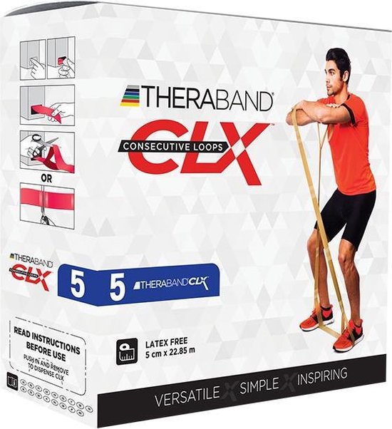 THERABAND CLX Latex-vrije weerstandsband, Pilates, Home Gym, HIIT, Fysiotherapie, Revalidatie en fitnessapparatuur, 2,5 meter, zwart, speciaal zwaar