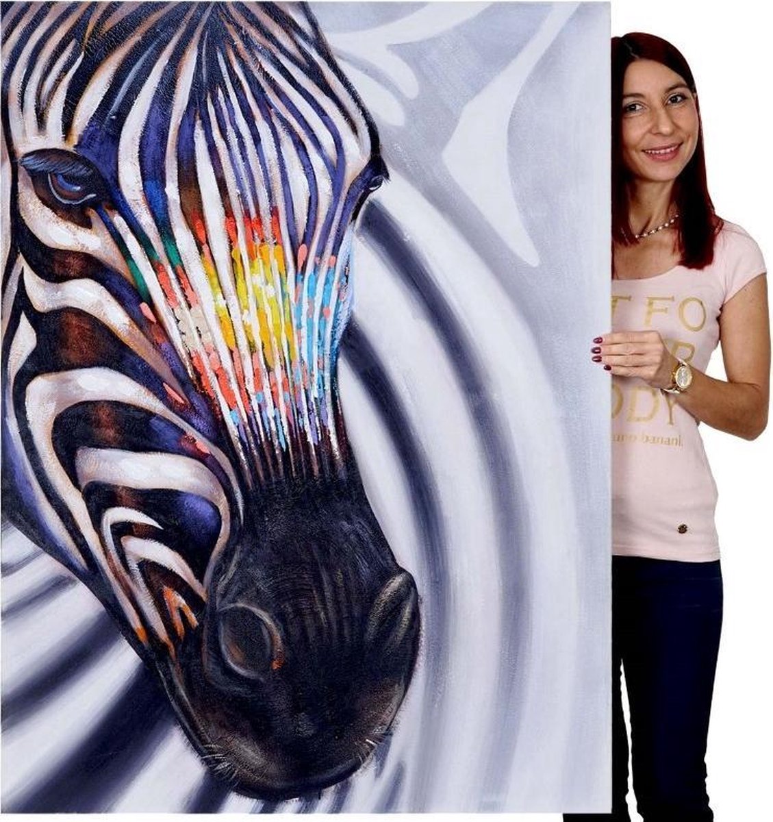 Olieverf schilderij Zebra XL