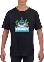 Sharky de haai t-shirt zwart voor kinderen - unisex - haaien shirt S (122-128)