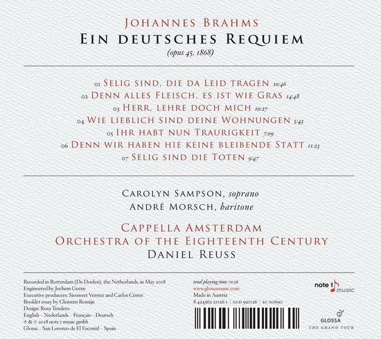 Carolyn Sampson, Andre Morsch & Capella Amsterdam - Ein Deutsches Requiem (CD)