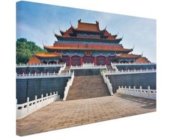 Tempel midden in Beijing Canvas 80x60 cm - Foto print op Canvas schilderij (Wanddecoratie woonkamer / slaapkamer)