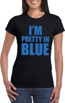 I'm pretty in blue t-shirt zwart dames S