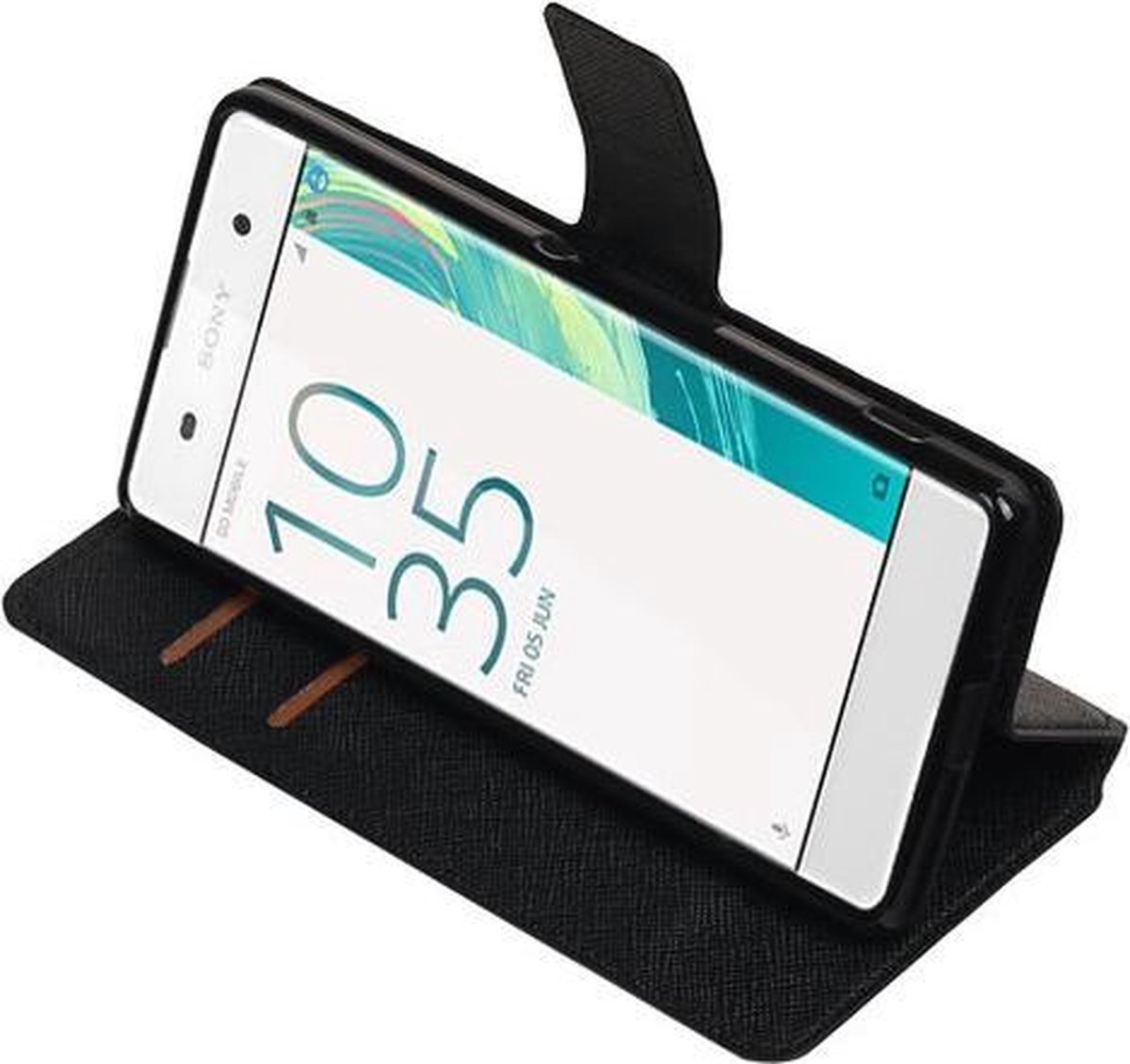 BestCases.nl Zwart Sony Xperia XA TPU wallet case booktype hoesje HM Book