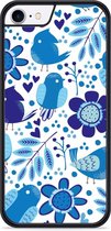 iPhone 8 Hardcase hoesje Blue Bird and Flowers - Designed by Cazy