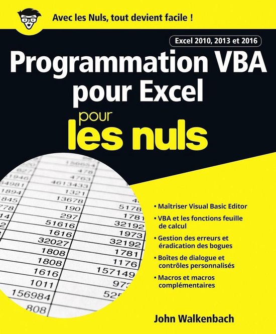 Programmation VBA pour Excel 2010, 2013 et 2016 Pour les Nul ... - cover