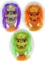 Satan masker glitter fluor oranje, groen of paars