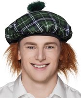 12 stuks: Baret Mr Tartan - groen met haar