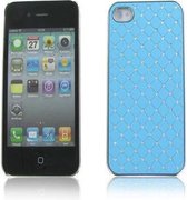 Xssive Hoesje back cover bling steentjes ruitjes patroon voor Apple iPhone 5 / 5S / SE - Licht Blauw