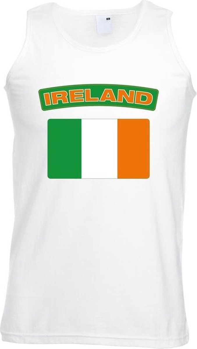 Afbeelding van product Bellatio Decorations  Ierland singlet shirt/ tanktop met Ierse vlag wit heren XL  - maat XL