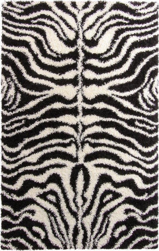 Gunstig Hoogpolig Vloerkleed met Zebra Print - 120X170 cm - Zwart Wit |  bol.com