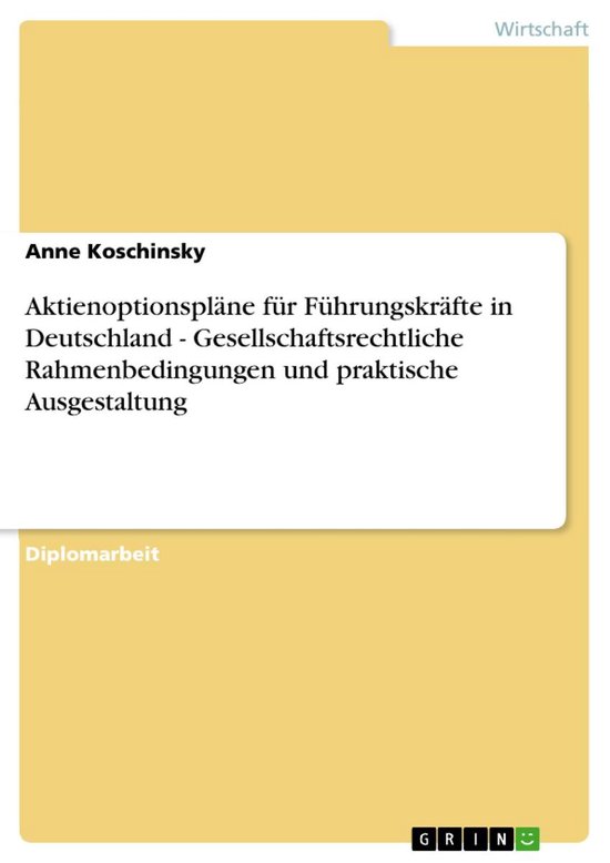 Aktienoptionspläne für Führungskräfte in Deutschland - G ... - cover
