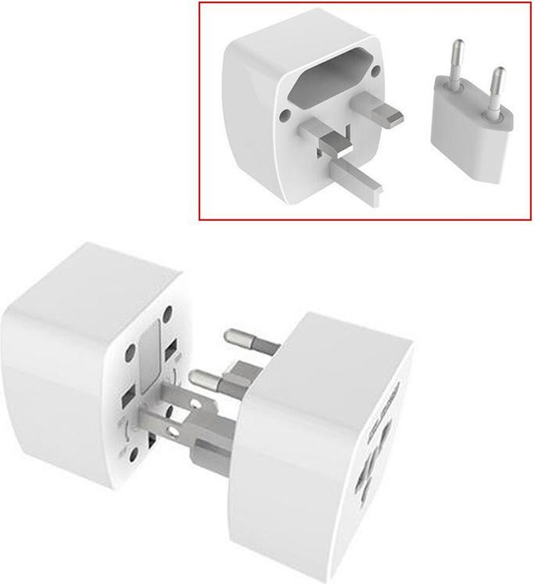 LDNIO Travel Adapter - Universele Wereldstekker - Reisstekker Geschikt voor Europa (EU), Engeland (UK) Amerika (US), Australië (AU), Afrika & Meer - Wit