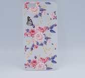 Geschikt voor iPhone 6 Plus – hoes, cover – TPU – pink roses with butterfly