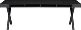 WOOOD Exclusive Trian Eettafel Met X poten - Essen/Metaal - Zwart - 76x220x90