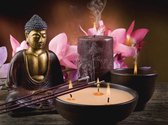 Diamond Painting Pakket Boeddha met kaarsen en bloemen - FULL - Volledig - Diamond Paintings - 30x25 cm - SEOS Shop ®