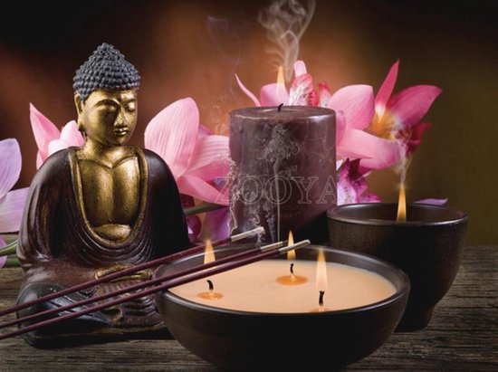 Diamond Painting Pakket Boeddha met kaarsen en bloemen - FULL - Volledig -  Diamond... | bol.com
