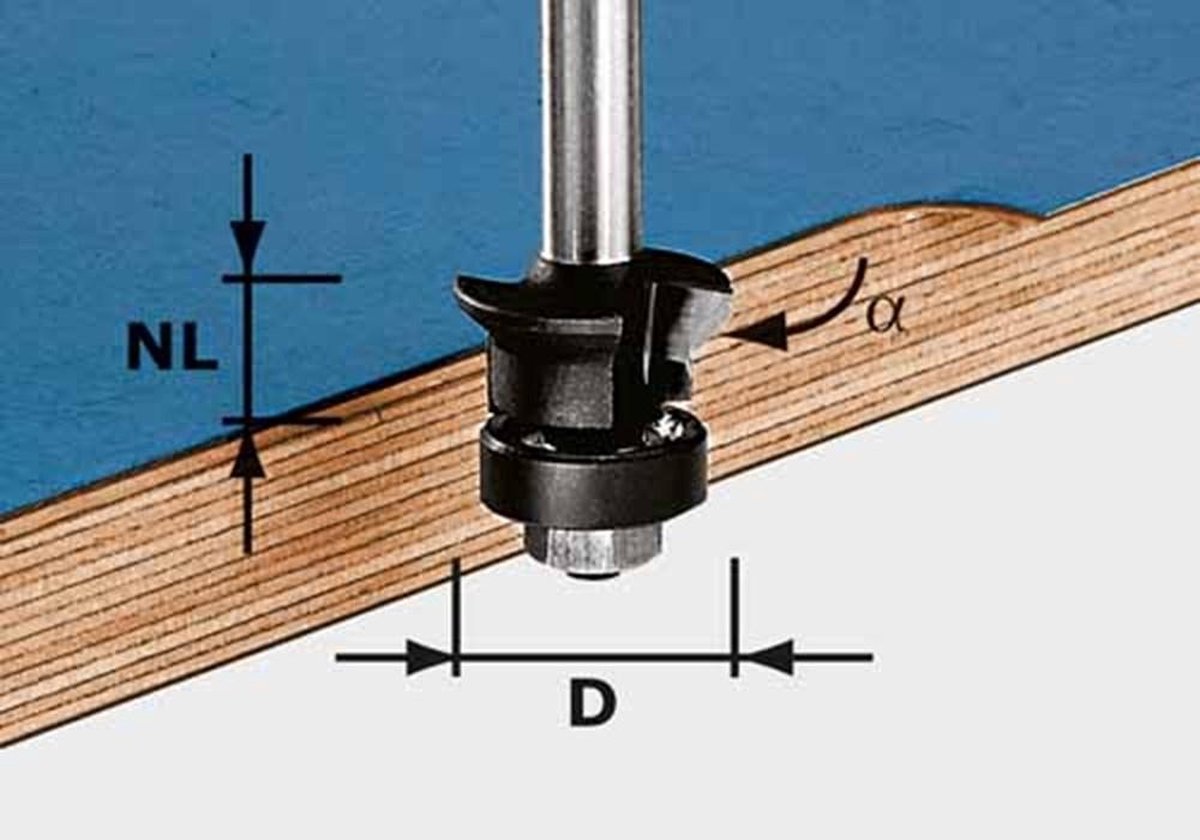 Festool HW S8 D24/0° +45° Freesbit Fase-kantenfrees S 8mm 24x11mm - 491026
