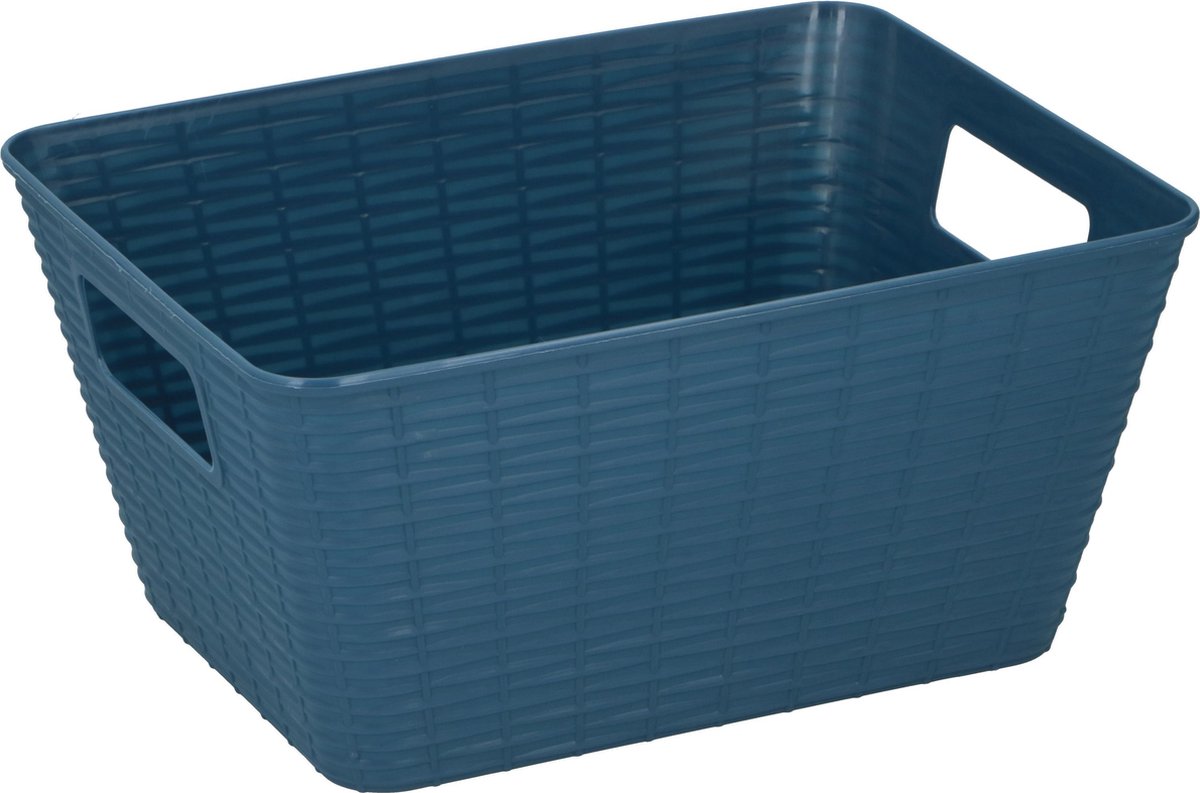 6x Paniers de rangement rectangulaires en plastique bleu avec structure  tissée 26 x 20... | bol.com