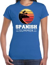 Spaanse zomer t-shirt / shirt Spanish summer voor dames - blauw - beach party outfit / kleding / strand feest shirt L