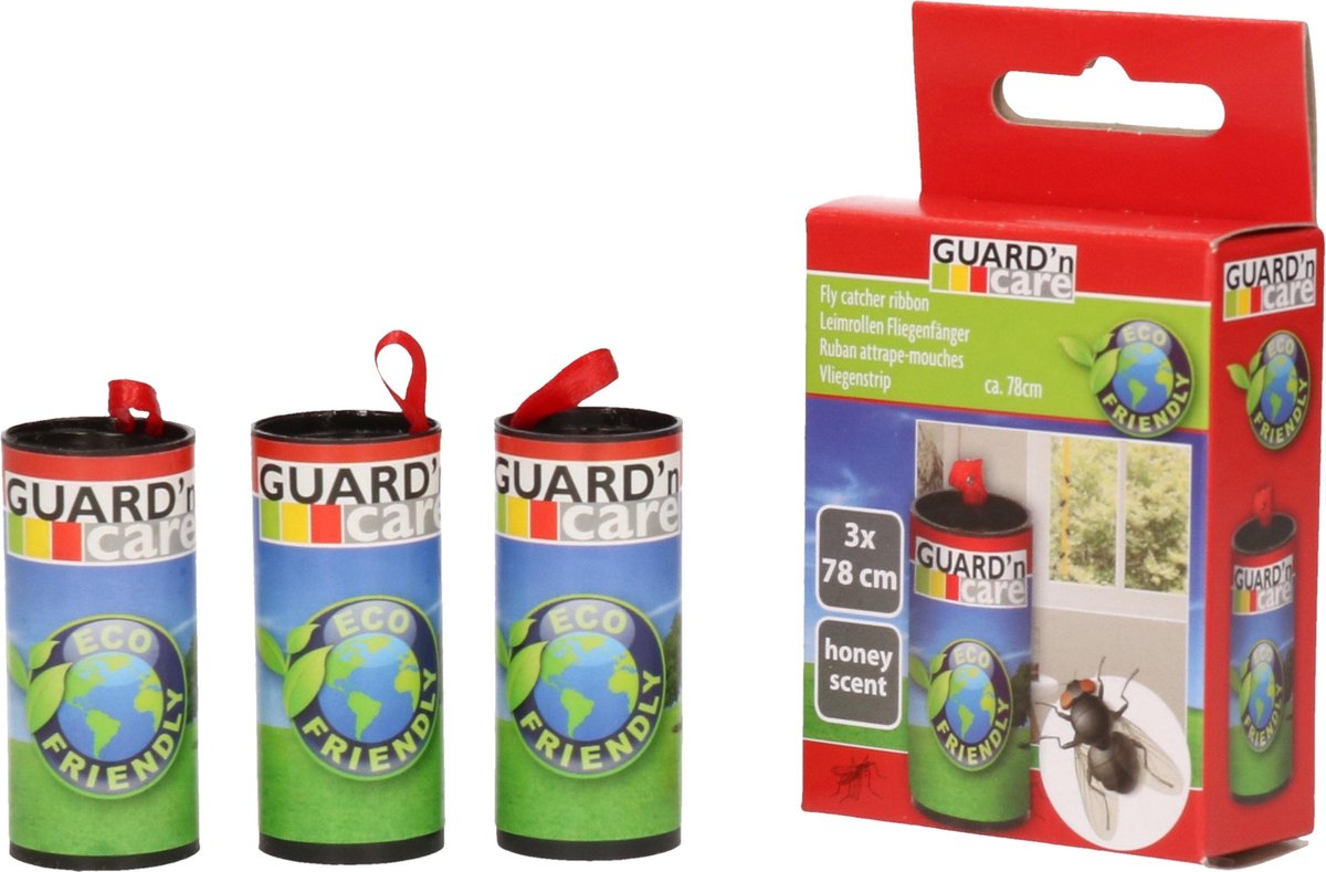 3x Vliegenvanger plakstrips met honing 78 cm - Insectenbestrijding - Vliegenstrips/insectenstrips