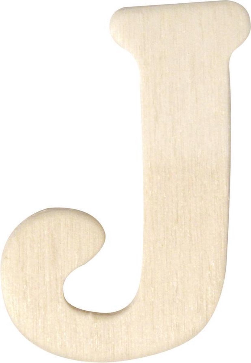 Houten letter J 4 cm