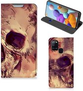 Smartphone Hoesje Geschikt voor Samsung Galaxy A21s Wallet Case Skullhead