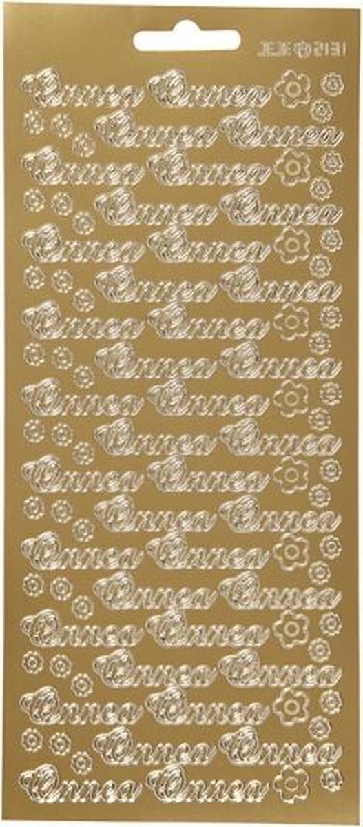 Stickers vel 10x23 cm goud Onnea 1vel
