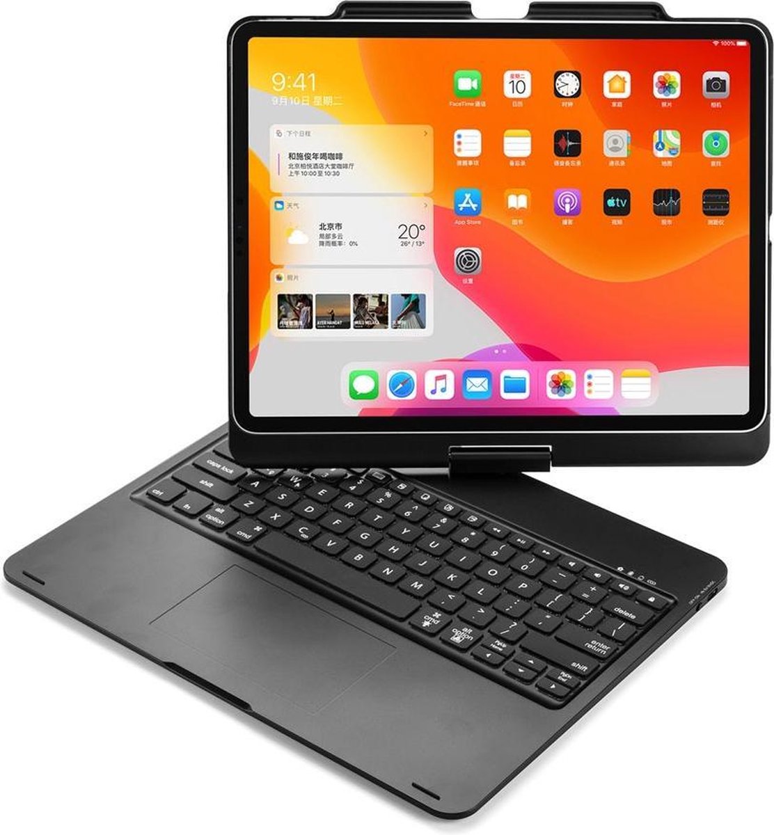 iPad Pro 12.9 2020 (4e gen)/Pro 12.9 (2018) Toetsenbord Hoes hoesje - CaseBoutique - Zwart - Kunststof