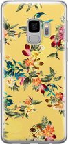 Samsung S9 hoesje siliconen - Floral days | Samsung Galaxy S9 case | geel | TPU backcover transparant