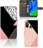 GSM Hoesje Huawei P Smart 2020 Bookcase Black Pink Shapes