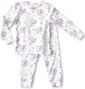 Little Label - meisjes pyjama - wit bloemen - maat 134/140 - bio katoen