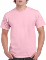 Set van 3x stuks lichtroze katoenen t-shirts voor heren 100% katoen - zware 190 grams kwaliteit - Basic shirts, maat: XL (42/54)