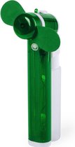 Zak ventilator/waaier groen met water verstuiver - Mini hand ventilators van 16 cm