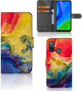 GSM Hoesje Huawei P Smart 2020 Wallet Book Case Watercolor Dark