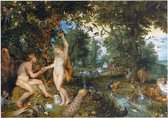 Het aardse paradijs met de zondeval van Adam en Eva, Peter Paul Rubens - Foto op Forex - 40 x 30 cm