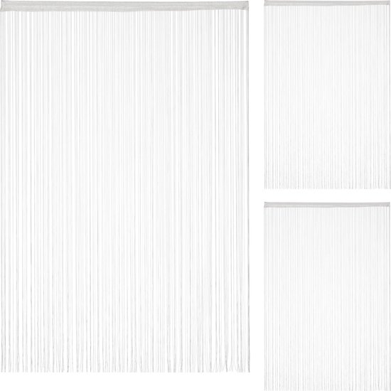 Relaxdays 3 x draadgordijn wit - inkortbaar - tunnel voor roede - 145x245 cm – vitrage